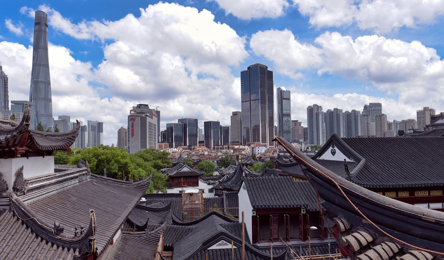 Old and New buildings in Shanghai