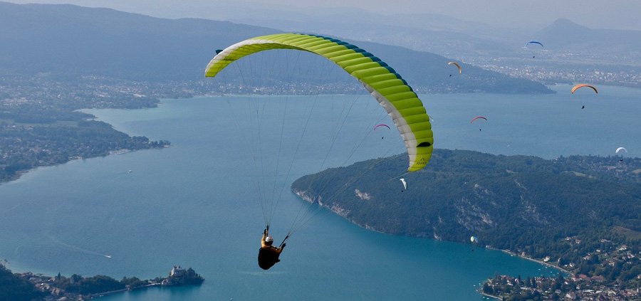 paragliding over lake Annecy
