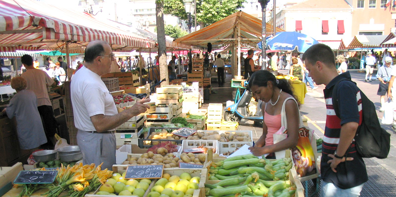 Practising French at the market