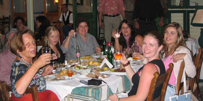 Enjoying dinner together in Chania, Crete