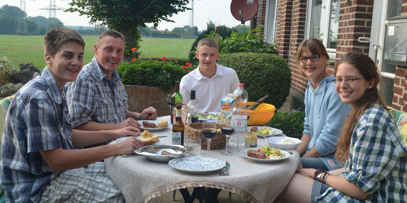Having a meal with your host family