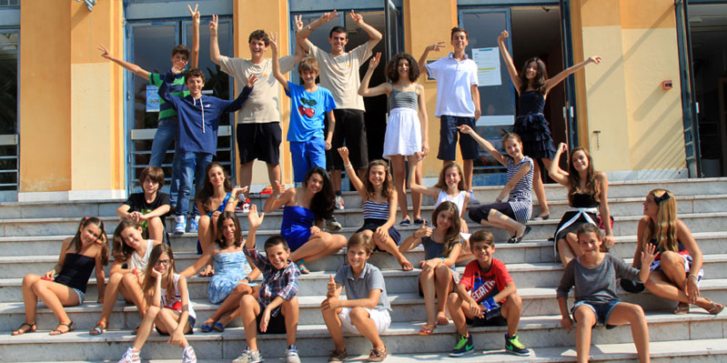 Students outside the school
