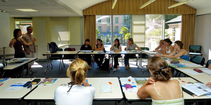 Students learning French