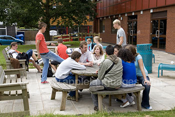 Students relaxing after class