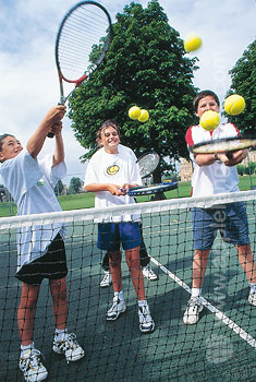 Enjoying a game of tennis