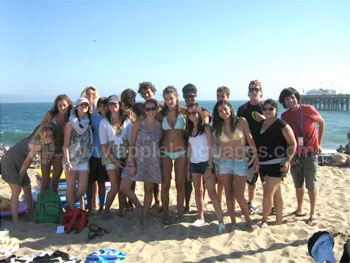 Students at the beach