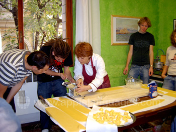 Making pasta on the Italian Cookery course