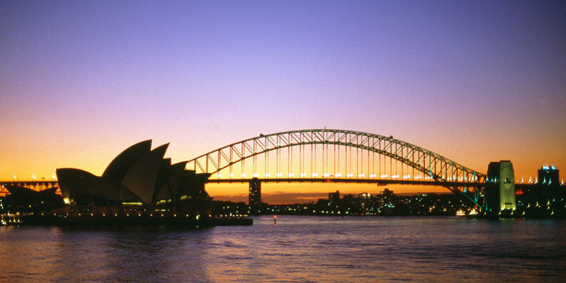 Sydney harbour at dusk