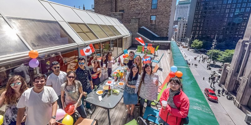 Welcome party on the outdoor terrace