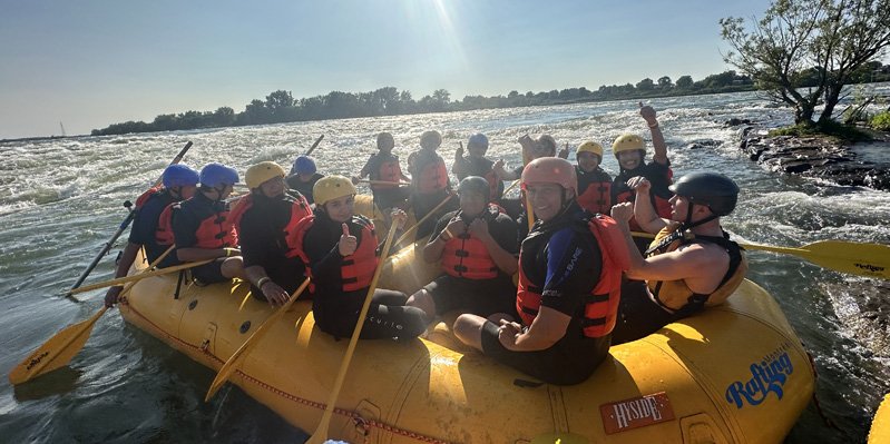 Students on a rafting activity