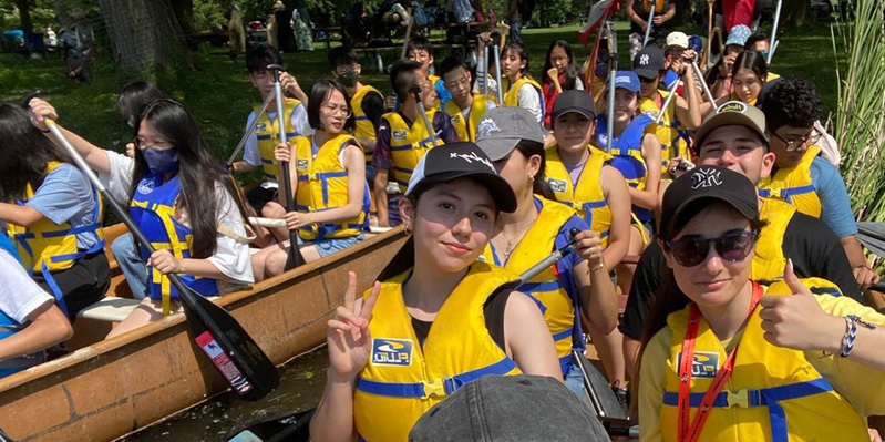 Students on a canoeing trip 