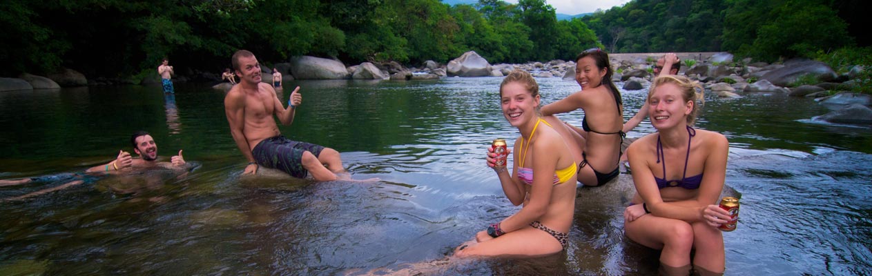 Spanish students enjoying a dip in Boquete