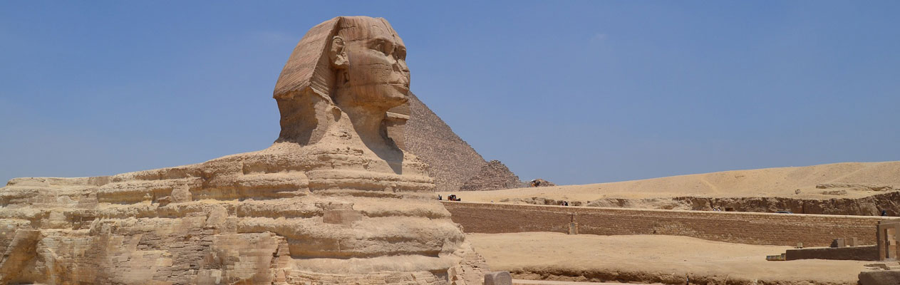 Sphinx and pyramid in Cairo
