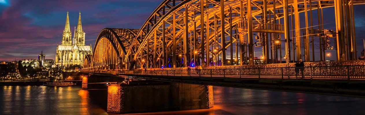 Cologne Dom and Hohenzollern Bridge at night