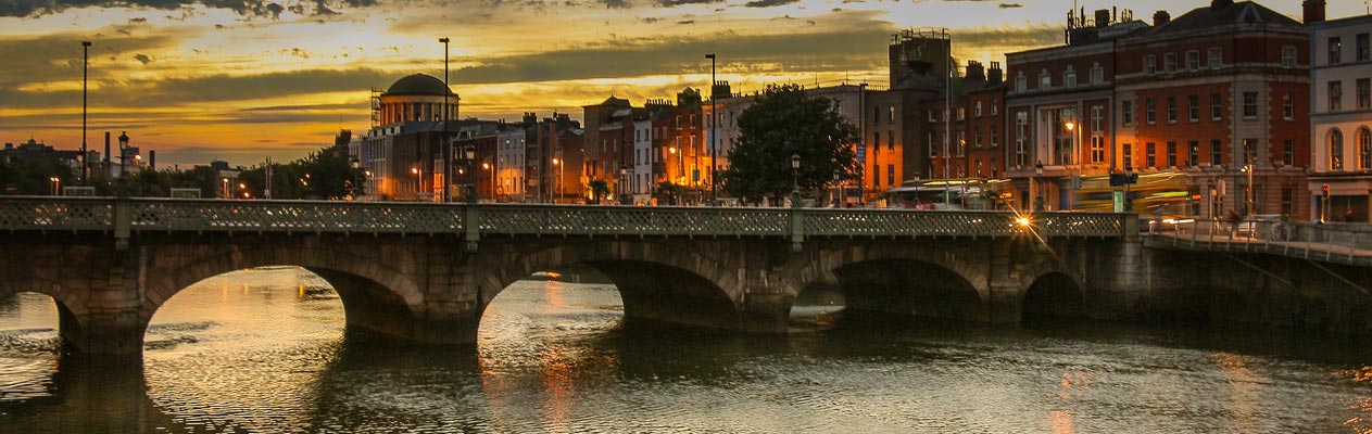 Bridge at dusk in Dublin, Ireland