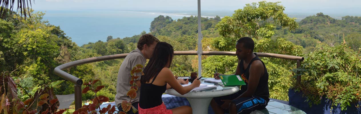 Students studying Spanish in Manuel Antonio