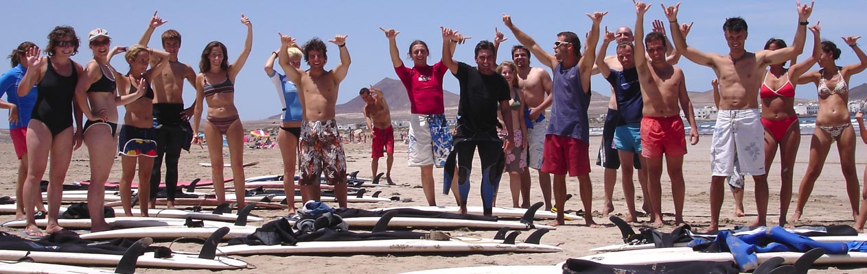 Students surfing in Lanzarote