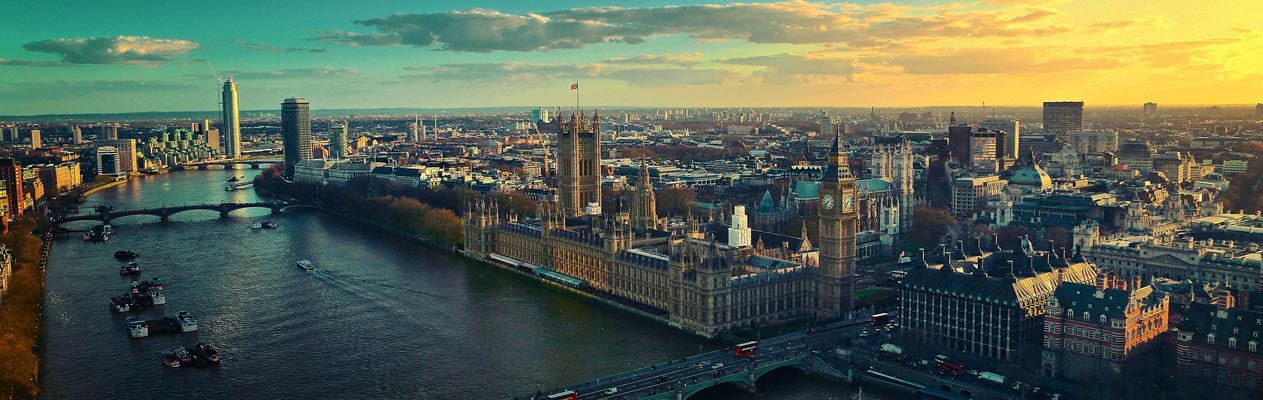 View over London, England