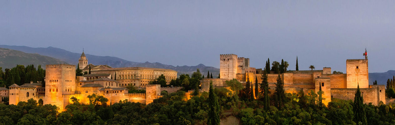 Alhambra Palace at dusk, Granada
