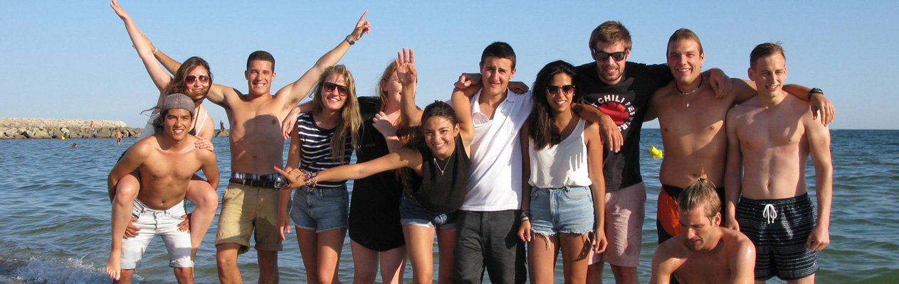 Young students at the beach in Montpellier