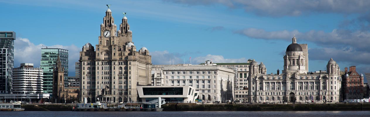 Liverpool docks and city, UK