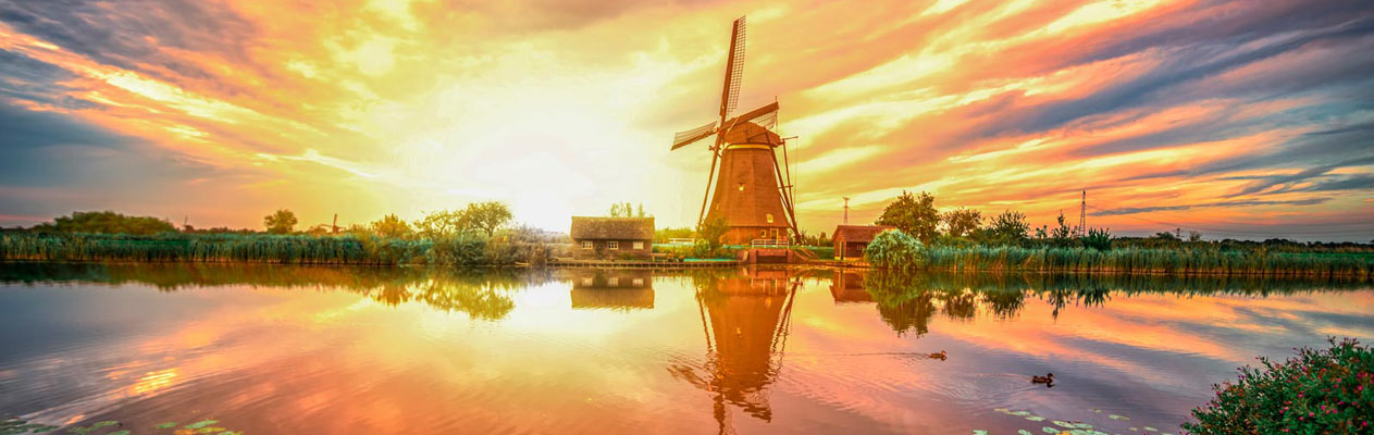 Windmill in the Netherlands countryside