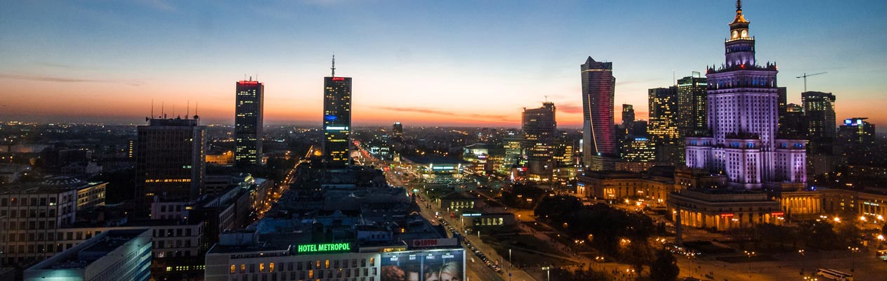 Warsaw the capital of Poland at night 